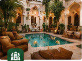 Espace intérieur d’un riad à Marrakech